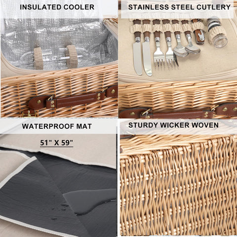 SatisInside leatherette handle and canvas strap offer easy, stylish transport.