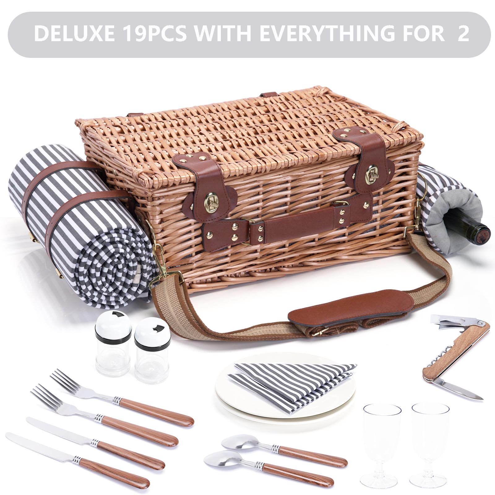SatisInside PU handle and leather straps ensure easy carrying and secure utensils