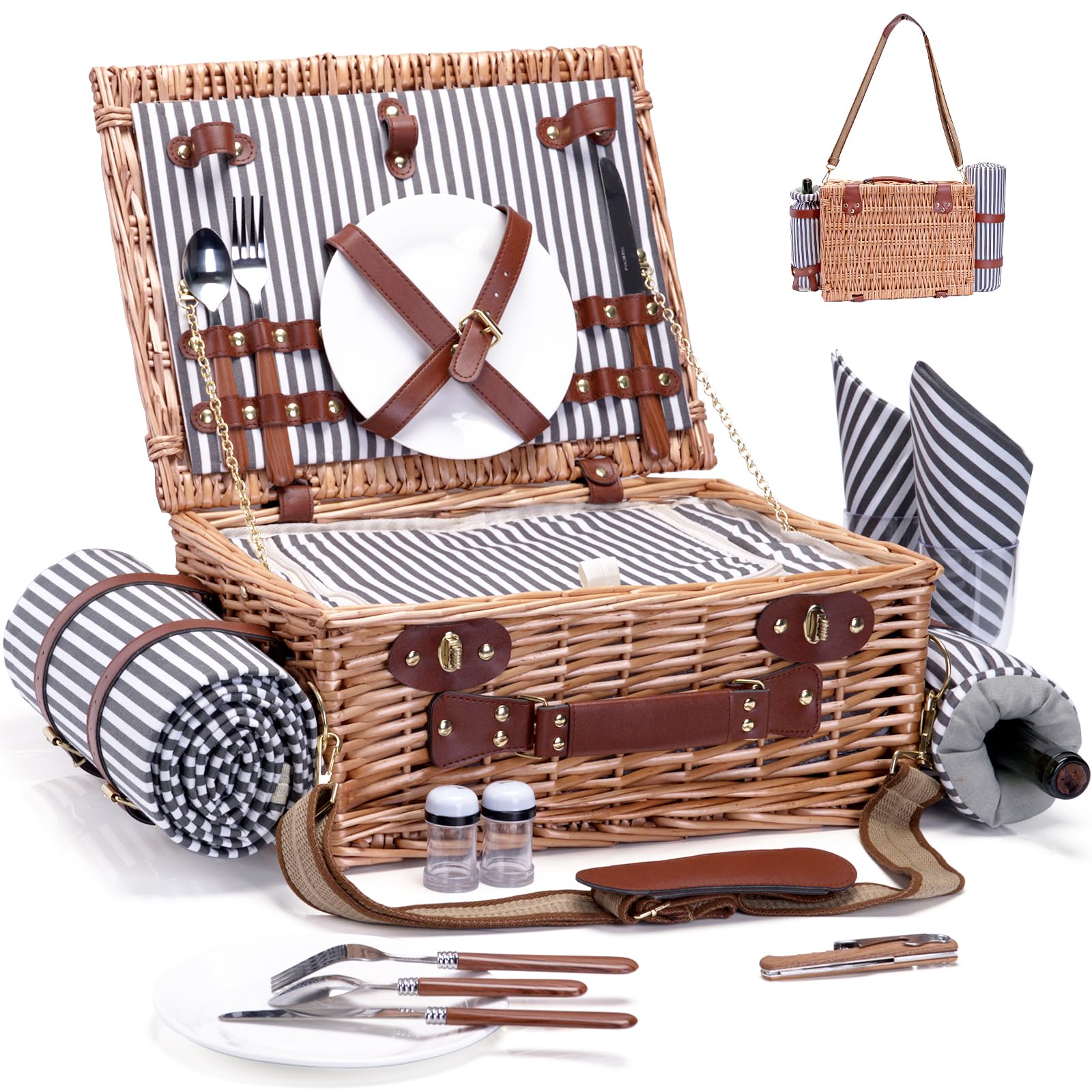SatisInside two-person picnic set perfect for couples on getaways
