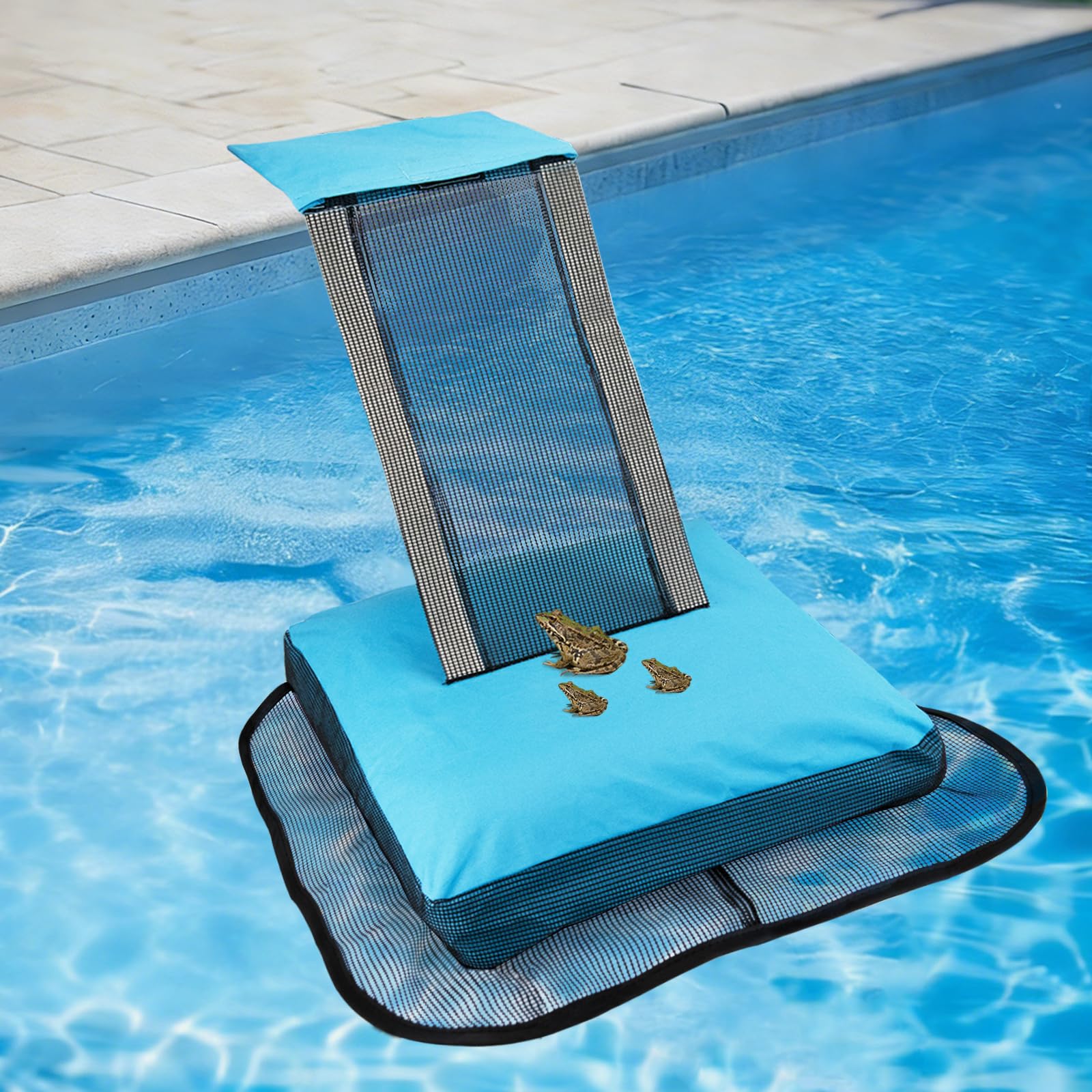 Saugnlbs pool animal escape ramp in action helping a critter climb out safely
