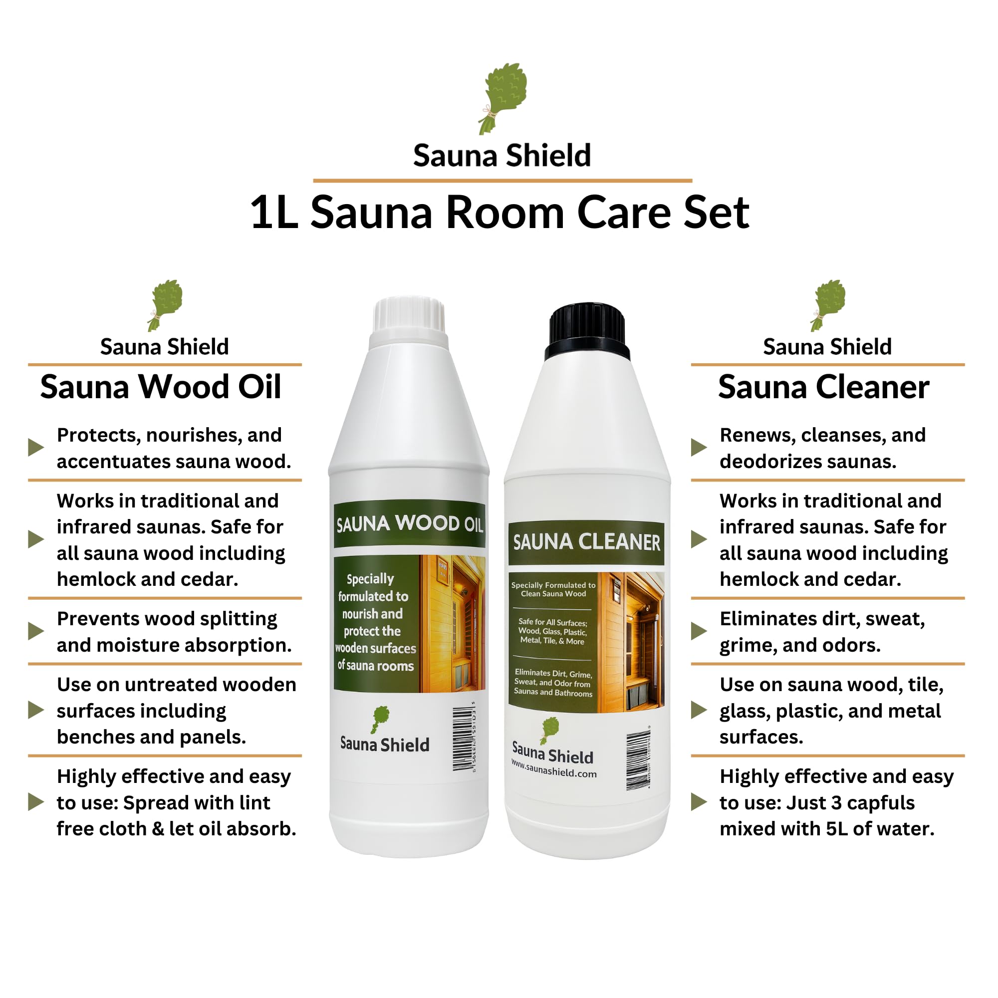 Sauna Shield cleaner bottle designed for safe, biodegradable cleaning