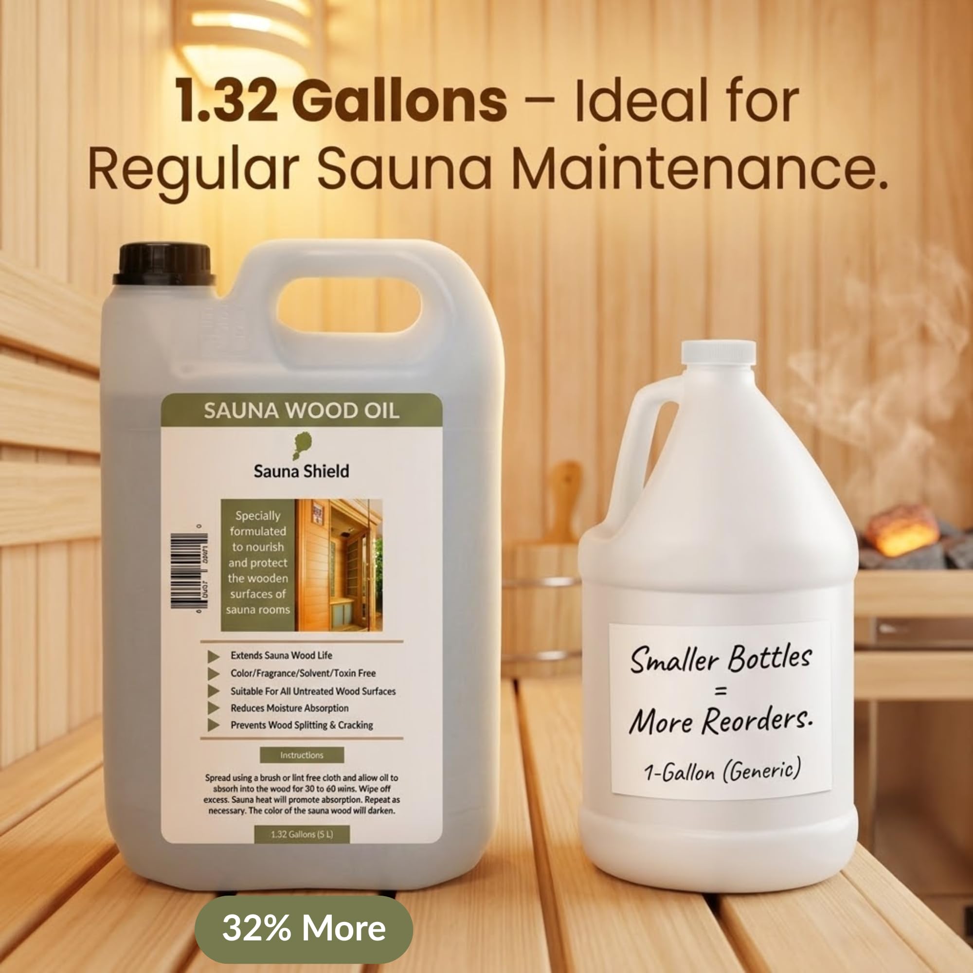Sauna Shield colorless and odorless formula for clean sauna care