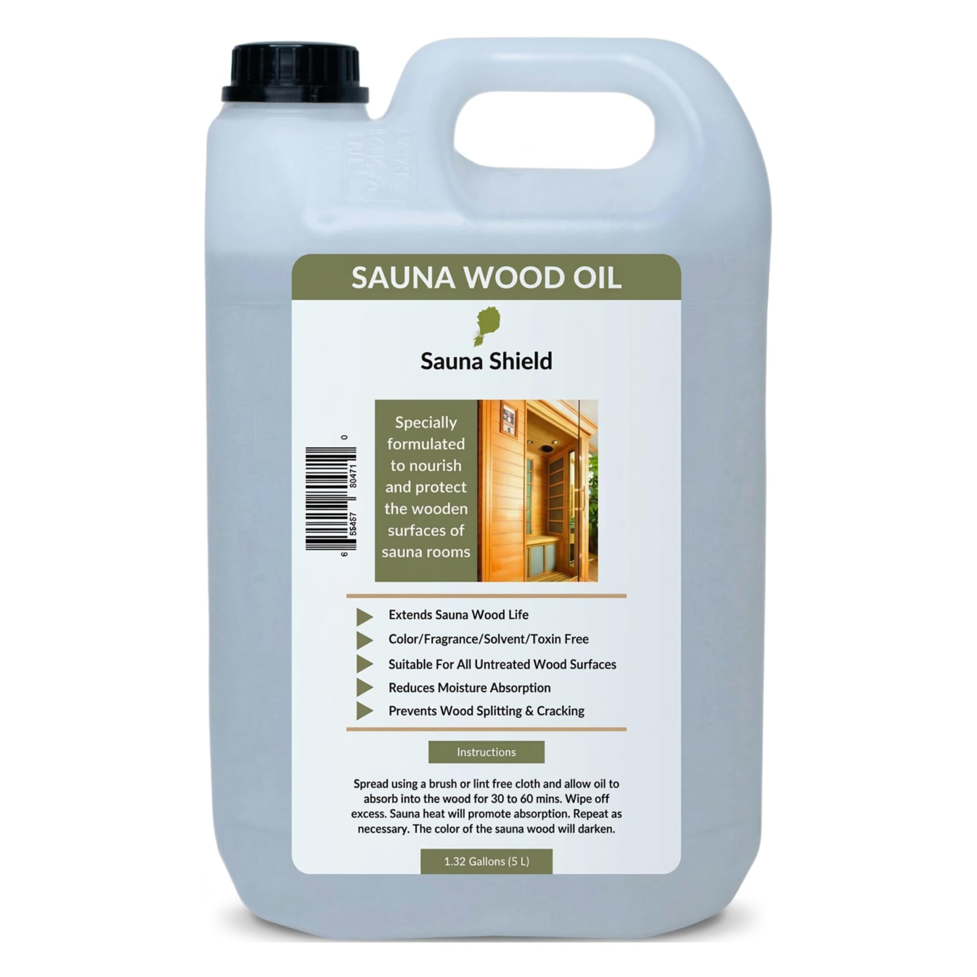 Sauna Shield Sauna Wood Oil bottle ready for application on sauna benches