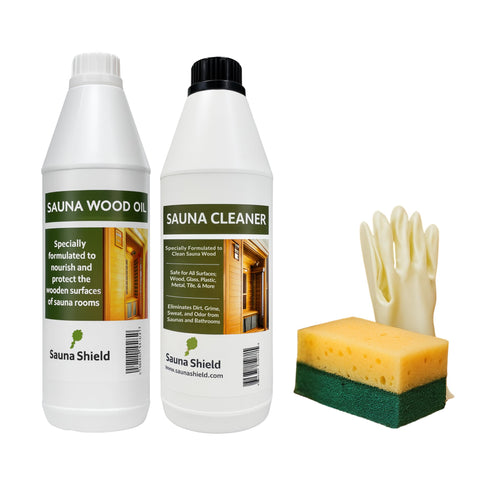 Sauna Shield wood oil bottle ready to nourish sauna wood