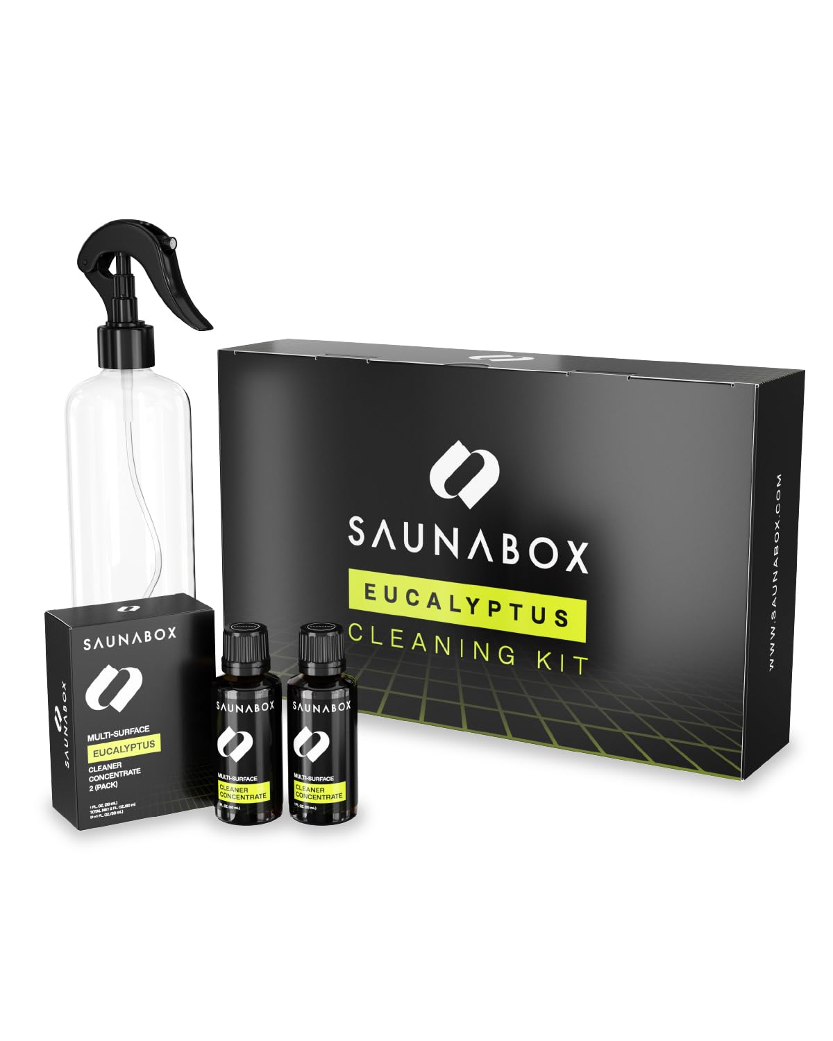 SAUNABOX all-natural sauna cleaning kit front bottle for natural cleaning