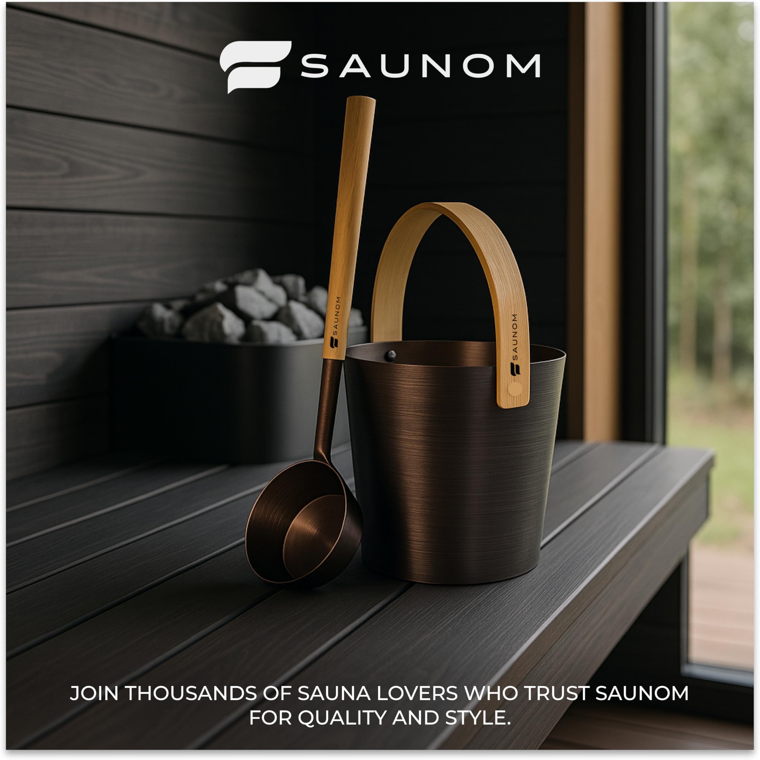 Nordic design inspired SAUNOM sauna set for a refined space