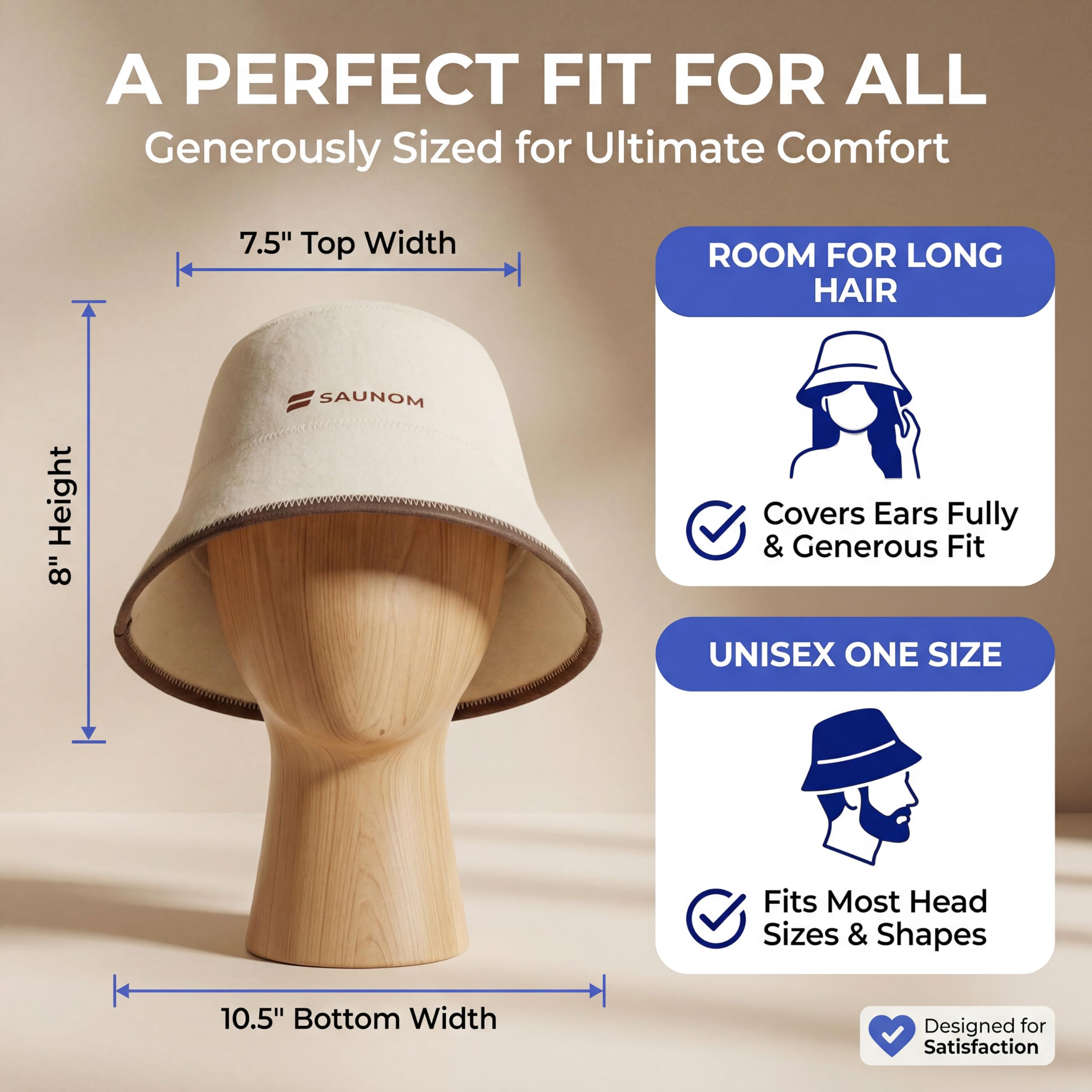SAUNOM Wool Sauna Hat fits both men and women with a versatile style.