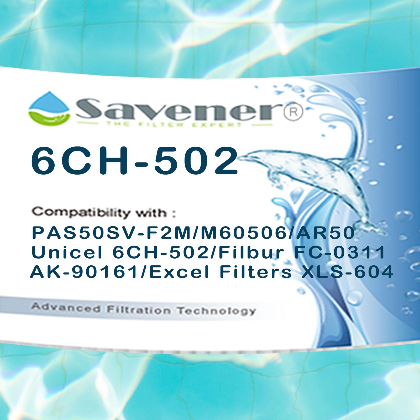 Savener 6CH-502 filter cartridge, 6-3/4-inch outer diameter, ideal for spa installations.