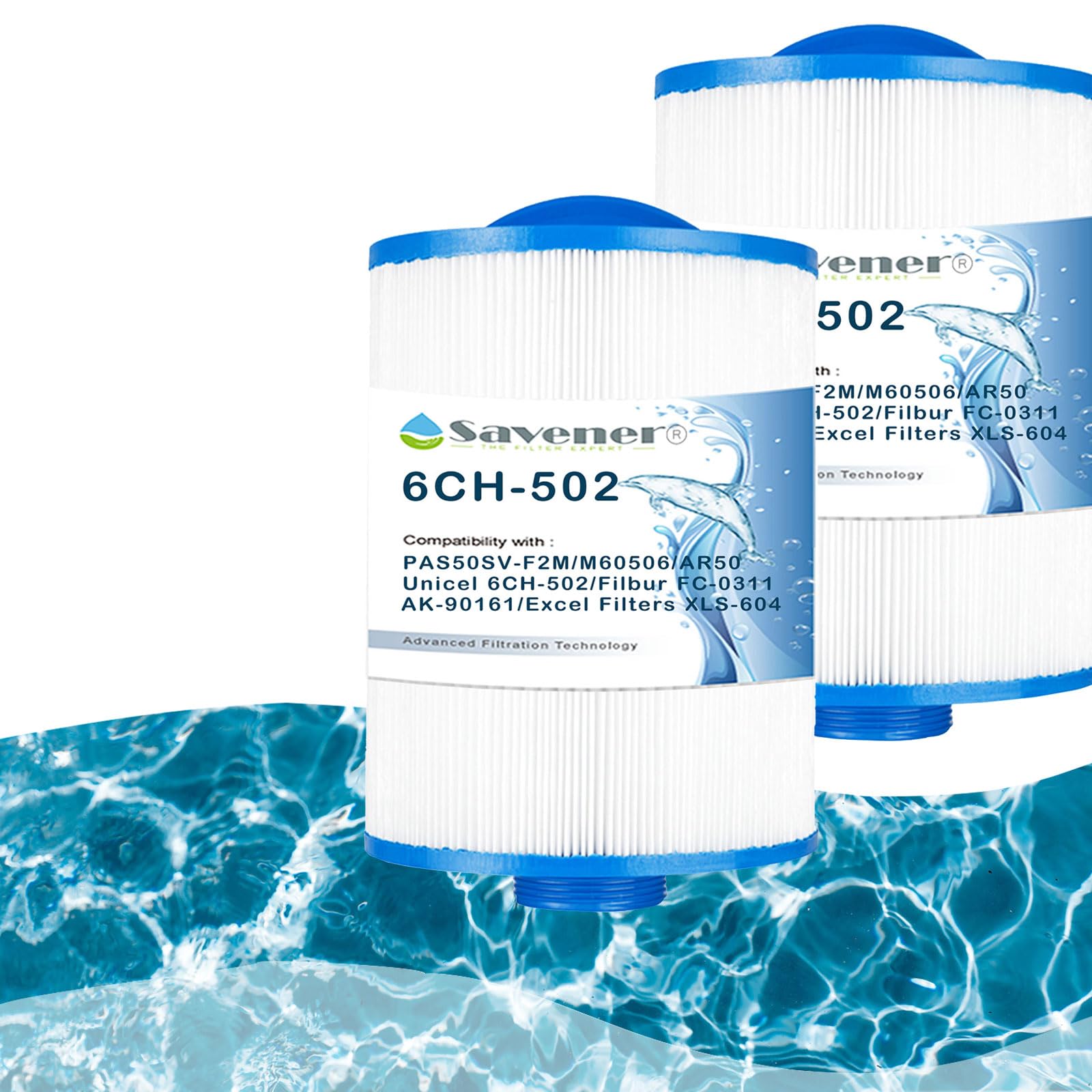 Savener 6CH-502 filter cartridge, 8-inch length, compatible with Artesian Spas for clean water.