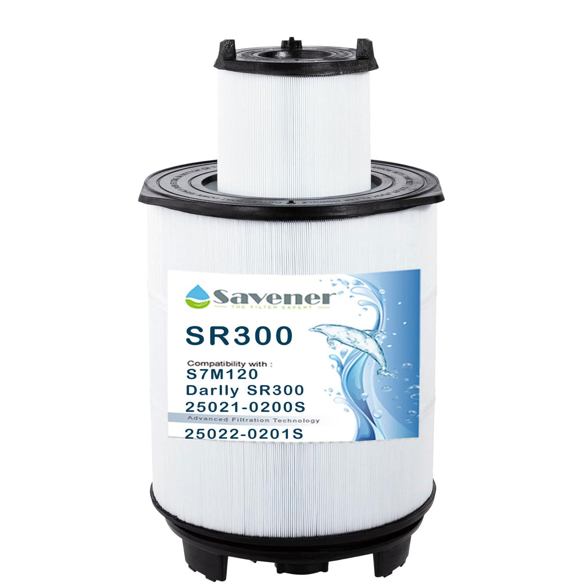 Savener S7M120 inner filter replacement showing pleated media for efficient debris capture in pool water