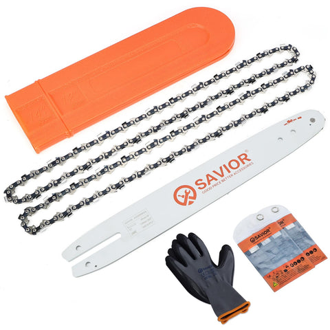 Savior 14-inch bar with S50 chain assembled for efficient cutting tasks