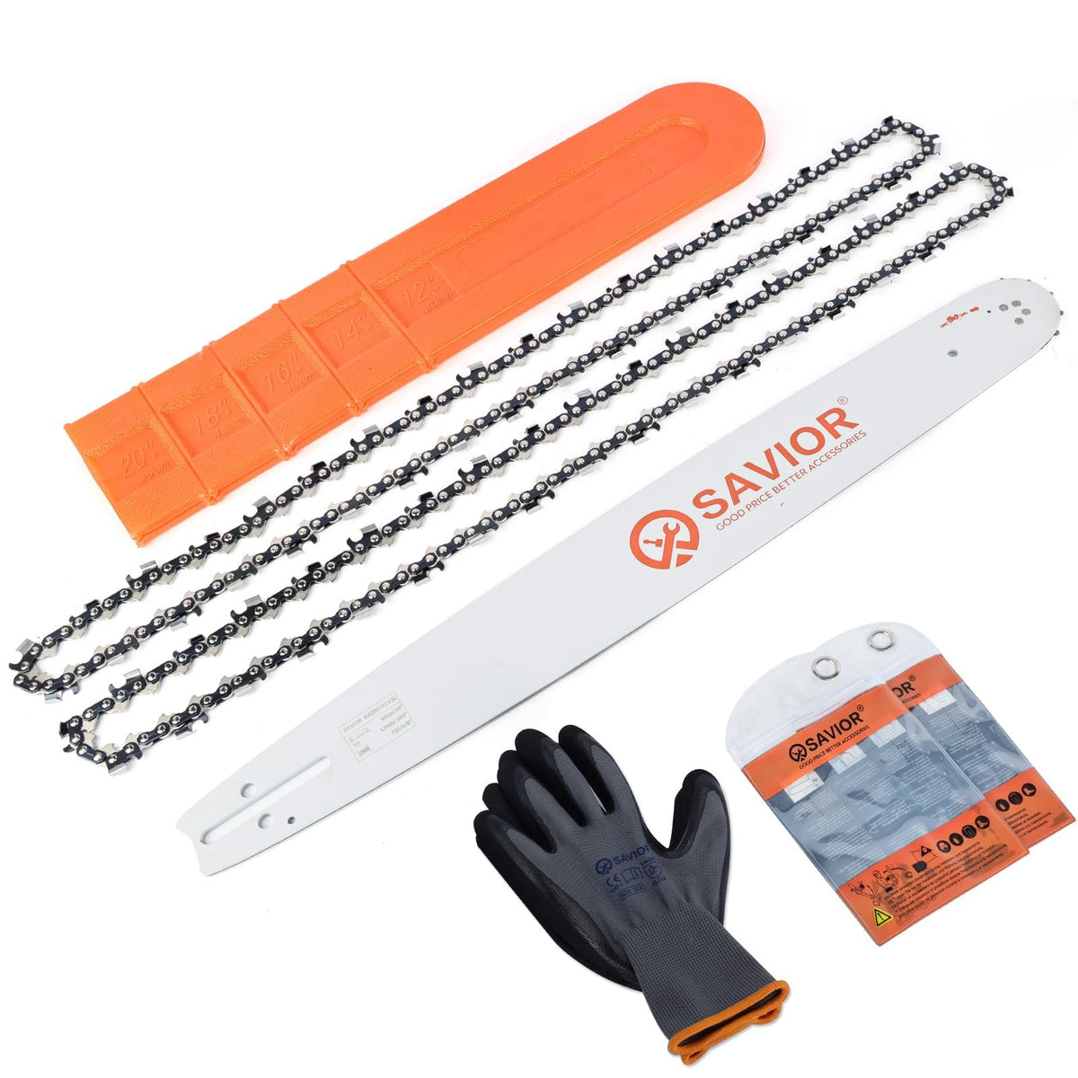 Savior 20-inch bar and chain assembly suitable for compatible saws.
