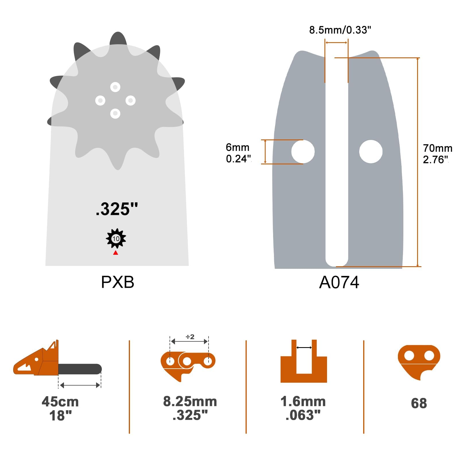 Savior 325 pitch chain delivers smooth cuts for medium-duty work.