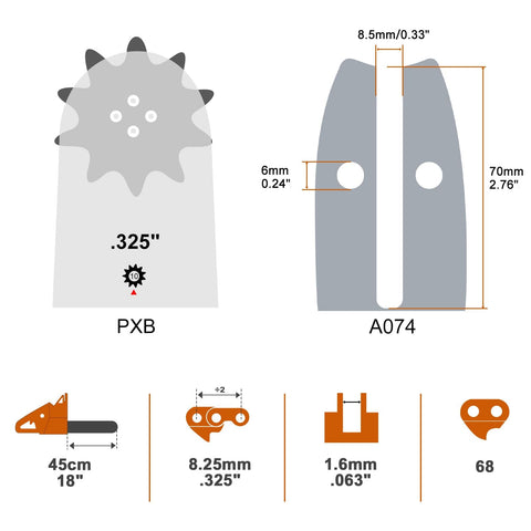 Savior 325 pitch chain delivers smooth cuts for medium-duty work.