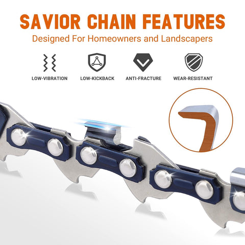 55 drive links chain optimized for efficient cutting performance.