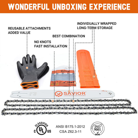 Savior heat-treated rivet detail reinforces chain-to-bar connection.