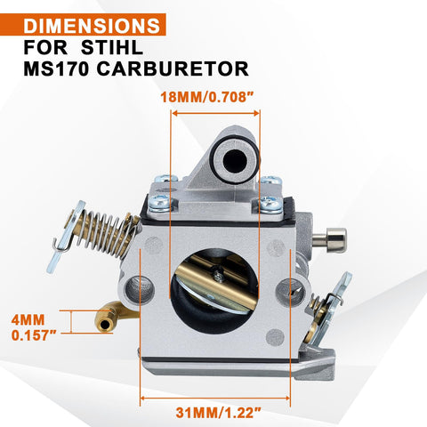 Savior MS170 carburetor side view showing compact, easy-to-mount design.