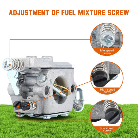 Savior MS250 carburetor with spark plug and intake components for ready setup.