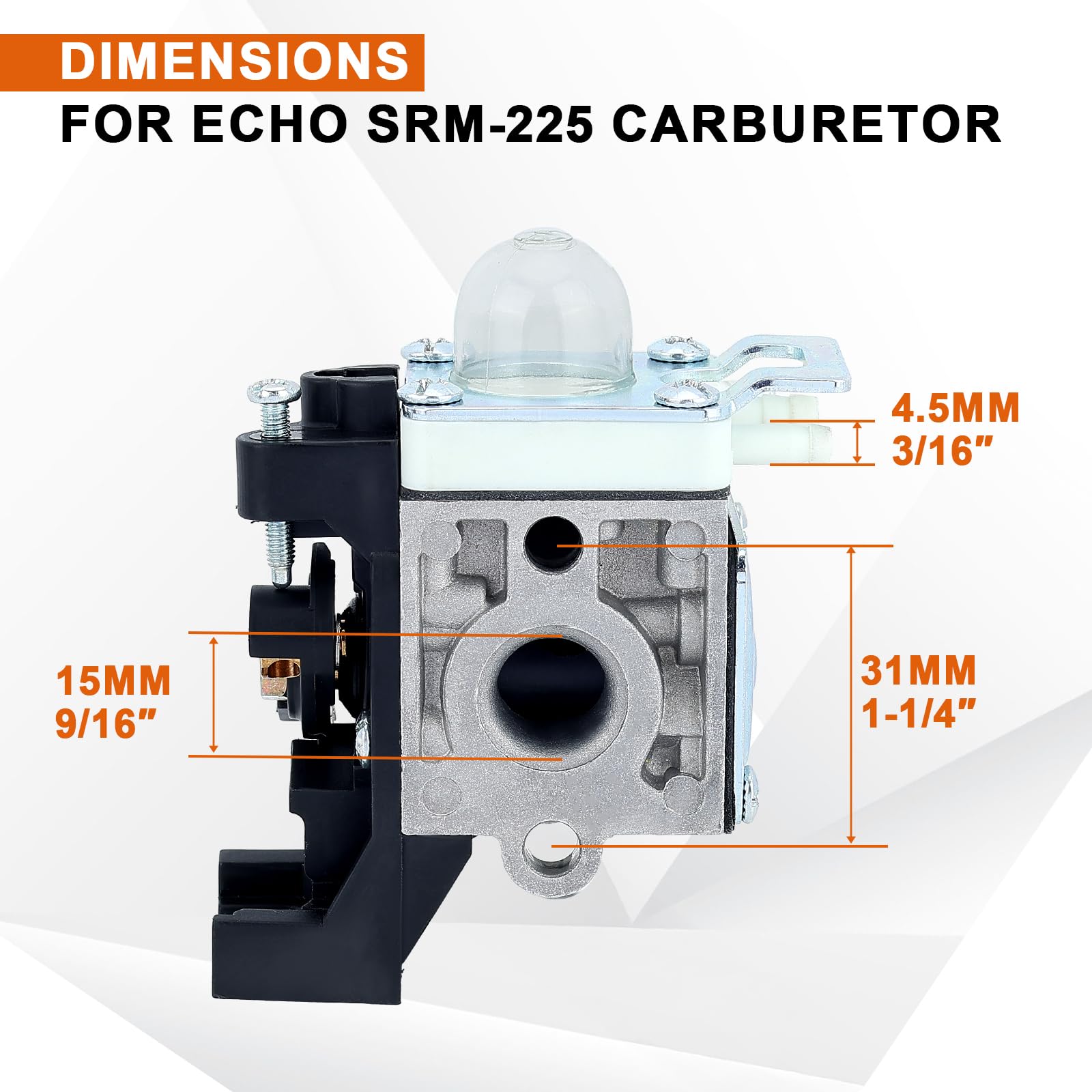 Savior SRM225 carburetor replacement package shows complete set for quick maintenance.