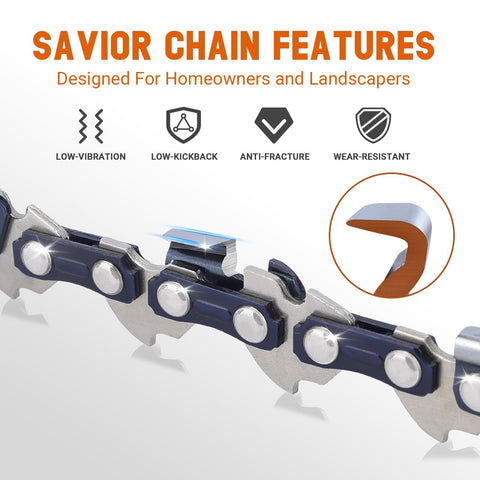 Savior XL gloves included for safer handling of bar and chain.