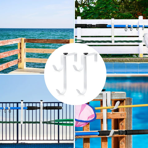 Savita pool accessory hook organizes skimmers and hoses neatly.