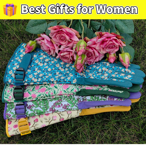 SAVJOB canvas-backed gloves stay breathable with floral back design.