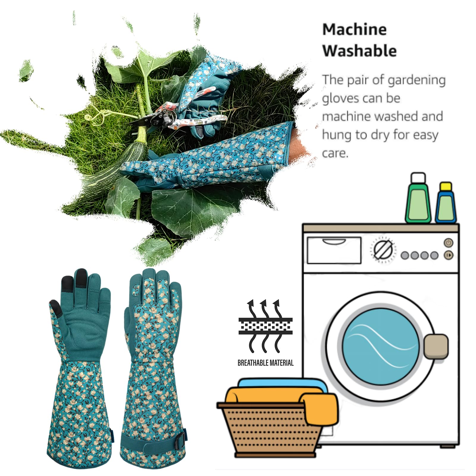 SAVJOB leather-padded palm gloves provide a steady grip on garden tools.