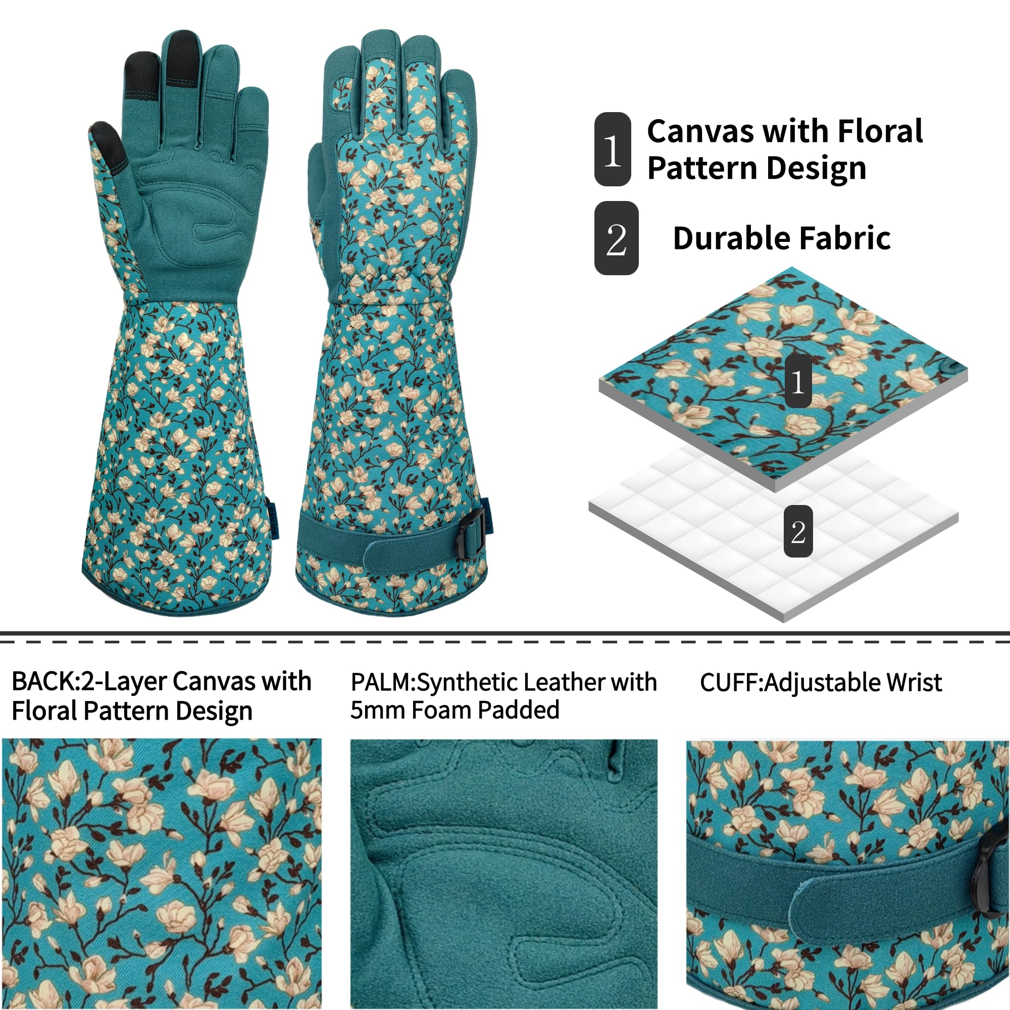 SAVJOB rose-pruning gloves with long cuff protect wrists during trimming.
