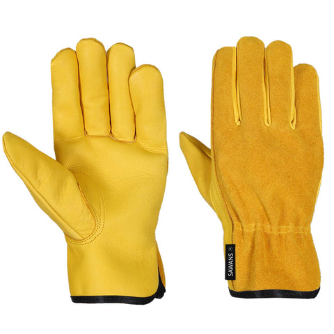 SAWANS leather gloves elastic wrist for secure, comfortable use