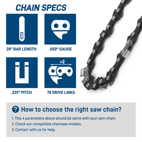 SawWorks 3-pack 20in chain hardened rivets stabilize link connections