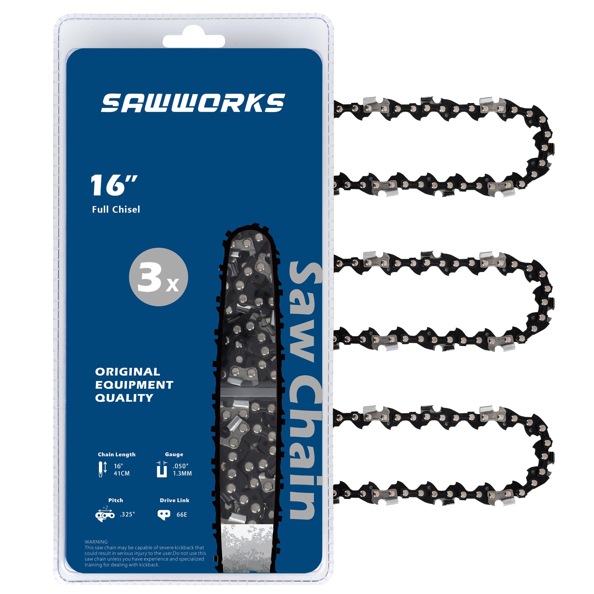SawWorks Husqvarna 16-inch chain on bar for smooth, precise cuts
