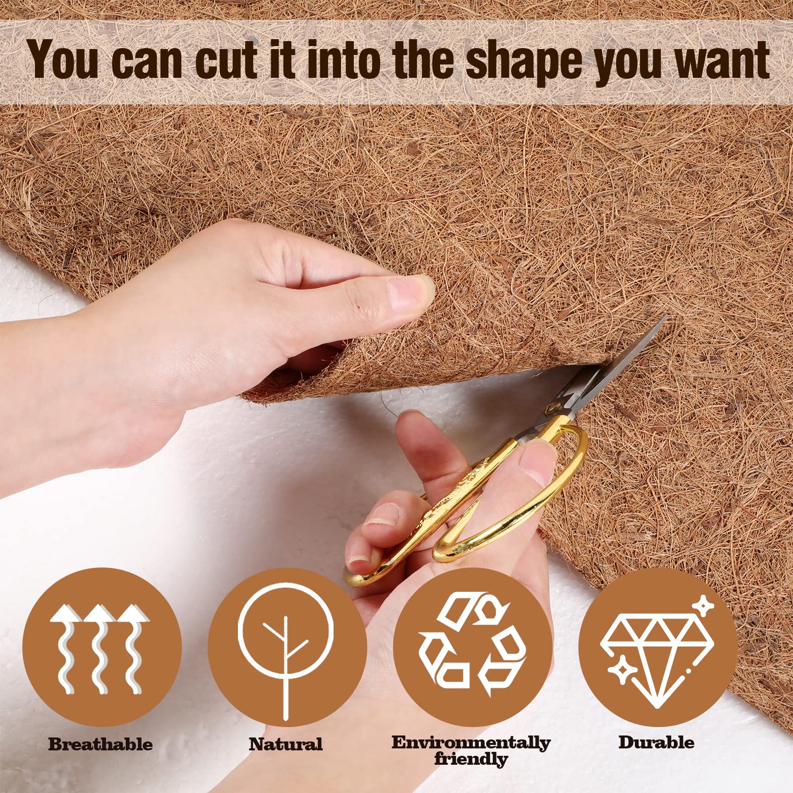 Sawysine coir liner cut-to-fit capability fits any container shape
