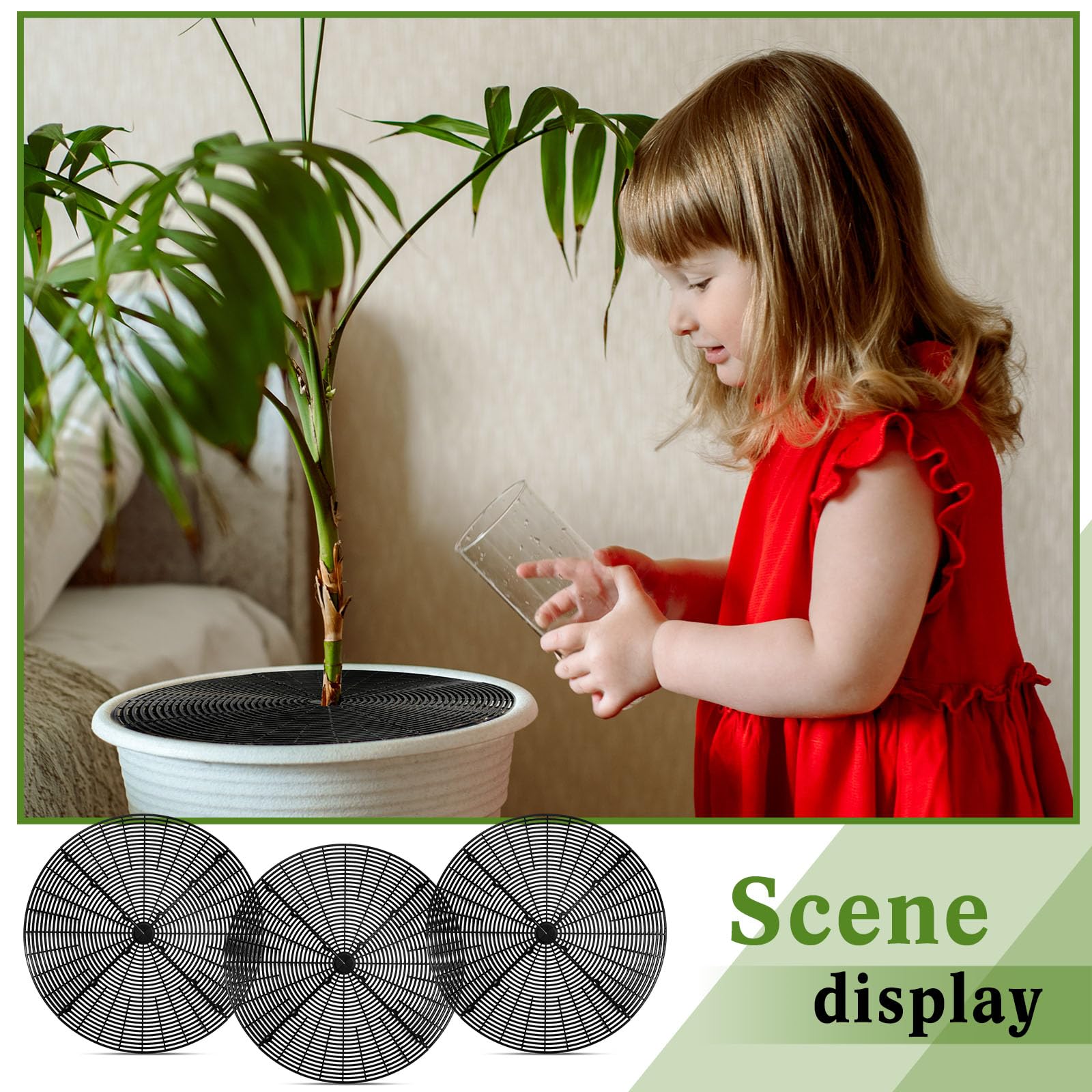 Sawysine grid helps keep soil in the pot and reduces floor mess.