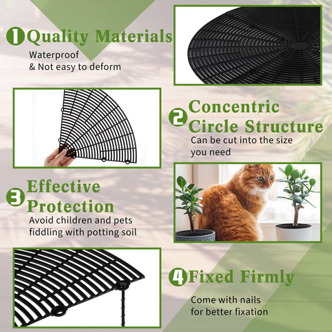 Sawysine grid suitable for indoor and outdoor use on black pots.