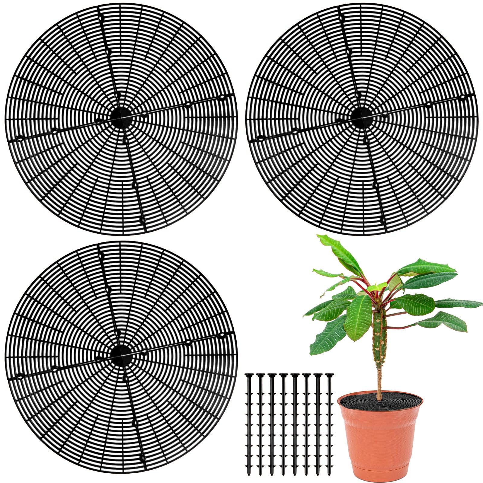 Sawysine plant pot cover grid with center cutout protects indoor floors.