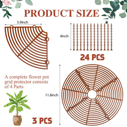 Sawysine grid cover with stakes in coffee color for pot stabilization