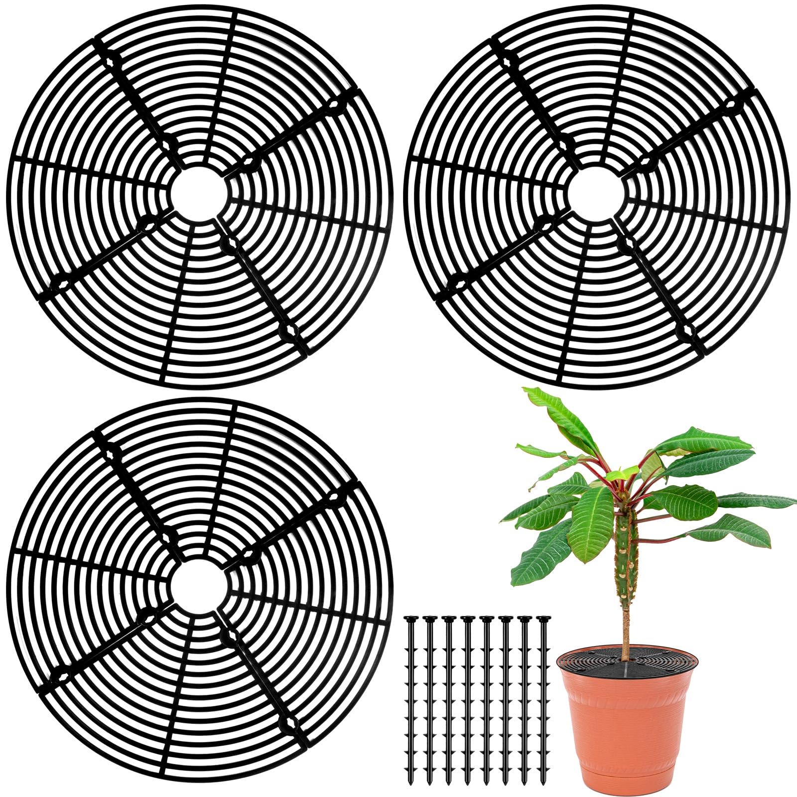 Sawysine plant pot grid cover for 11.8-inch pot with durable ABS construction.