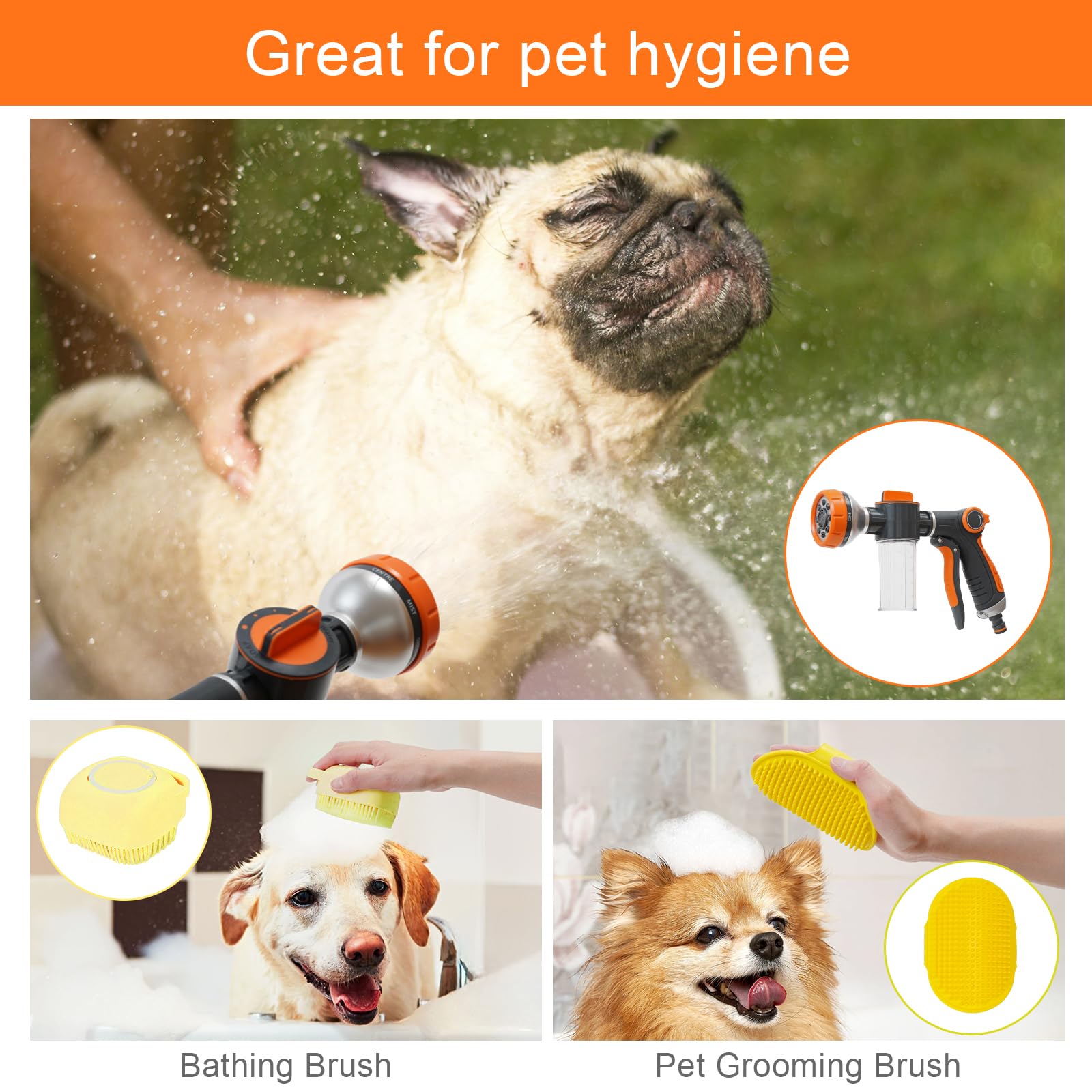 SAYA KIJI dog scrubber aids thorough cleaning after yard play.