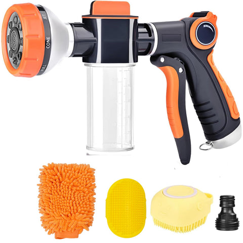 SAYA KIJI garden hose nozzle with 8-pattern spray for versatile outdoor watering.