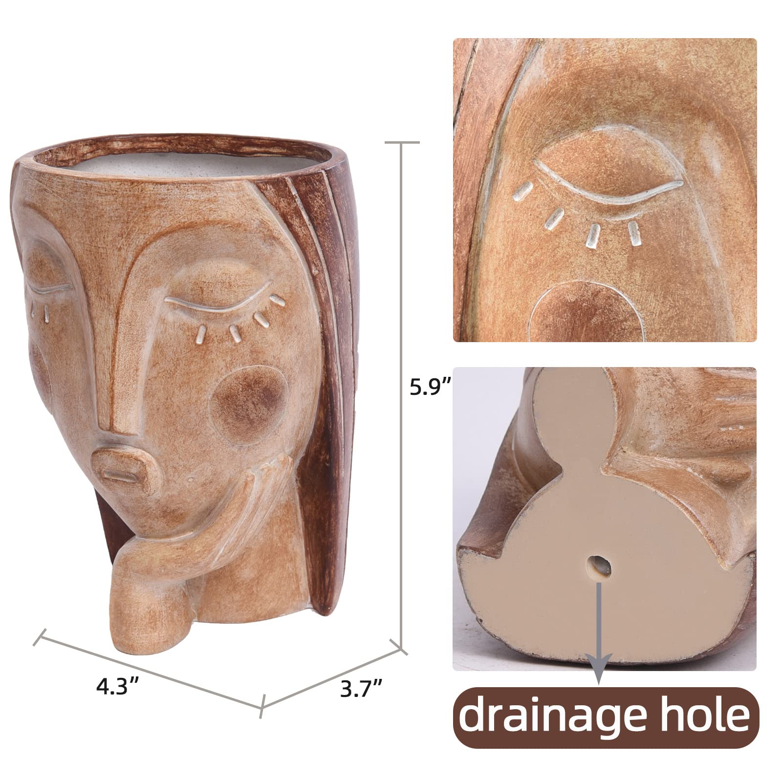 Saysmile face planter hand-painted colorful finish adds artisanal character.