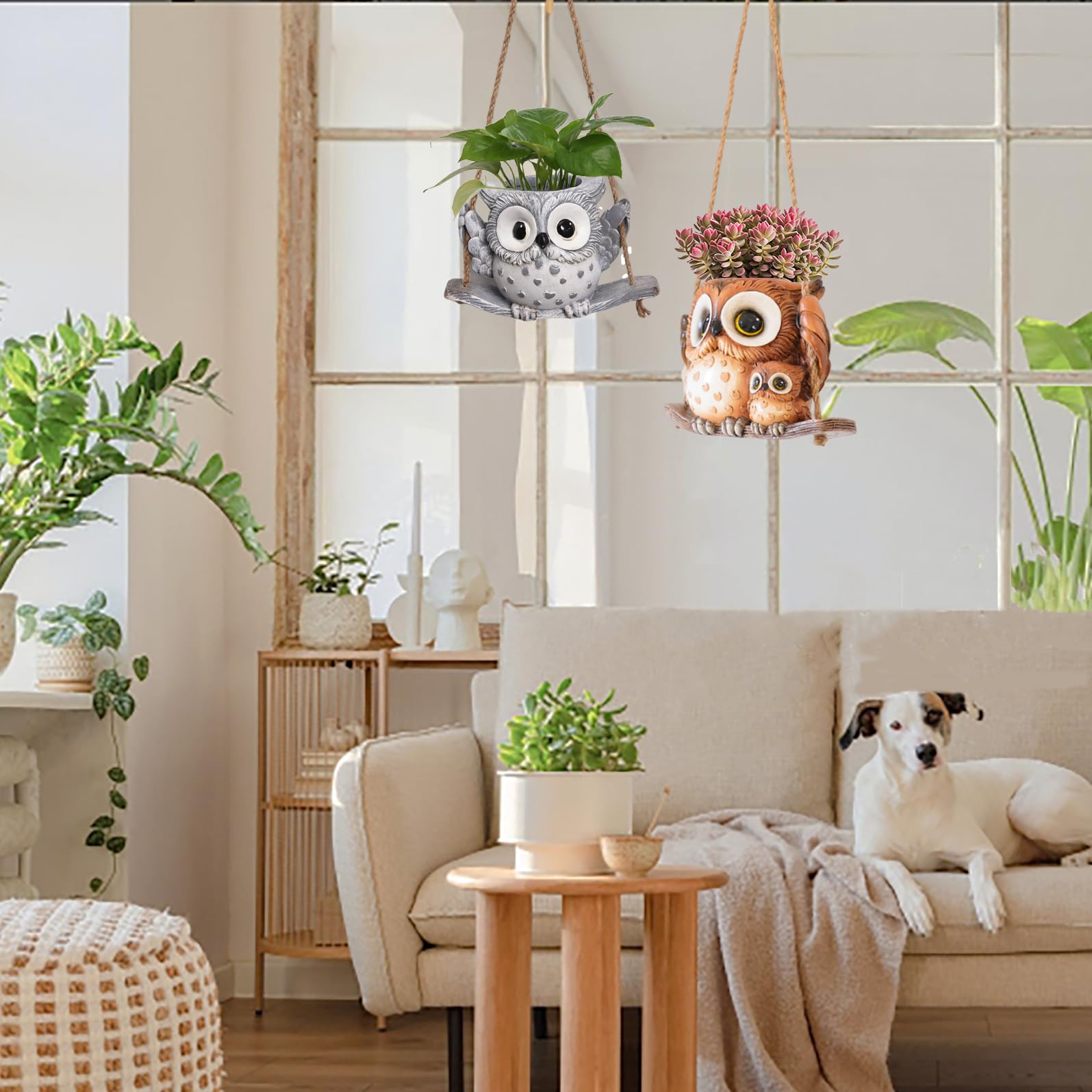 Saysmile indoor-outdoor owl planter easy to hang anywhere