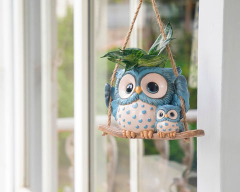 Saysmile resin owl planter drainage hole prevents overwatering for small plants