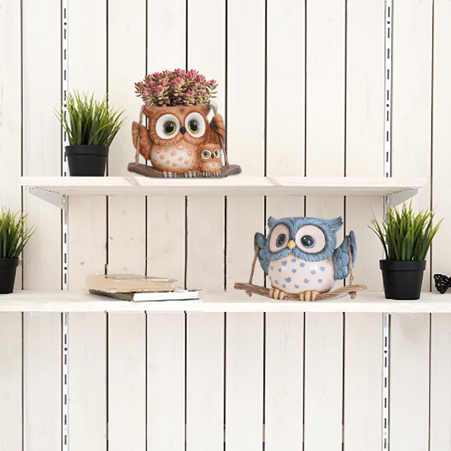 Saysmile small succulent owl planter ideal for compact indoor spaces