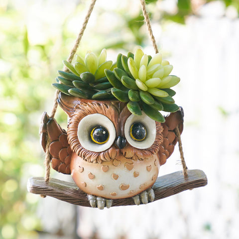 Saysmile Swing Owl planter hanging indoors enhances decor and greenery
