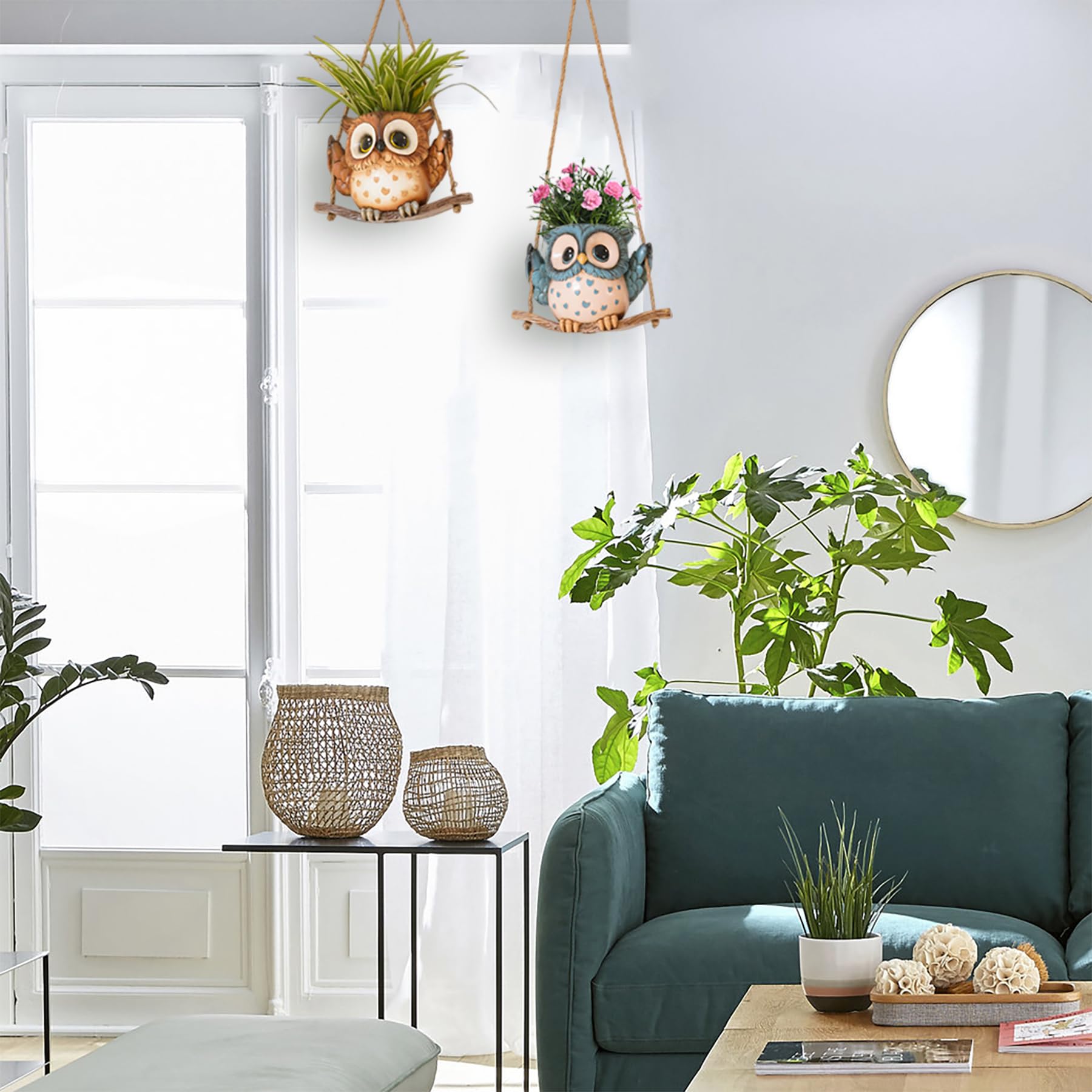 Saysmile Swing Owl planter hangs easily on patios or windows