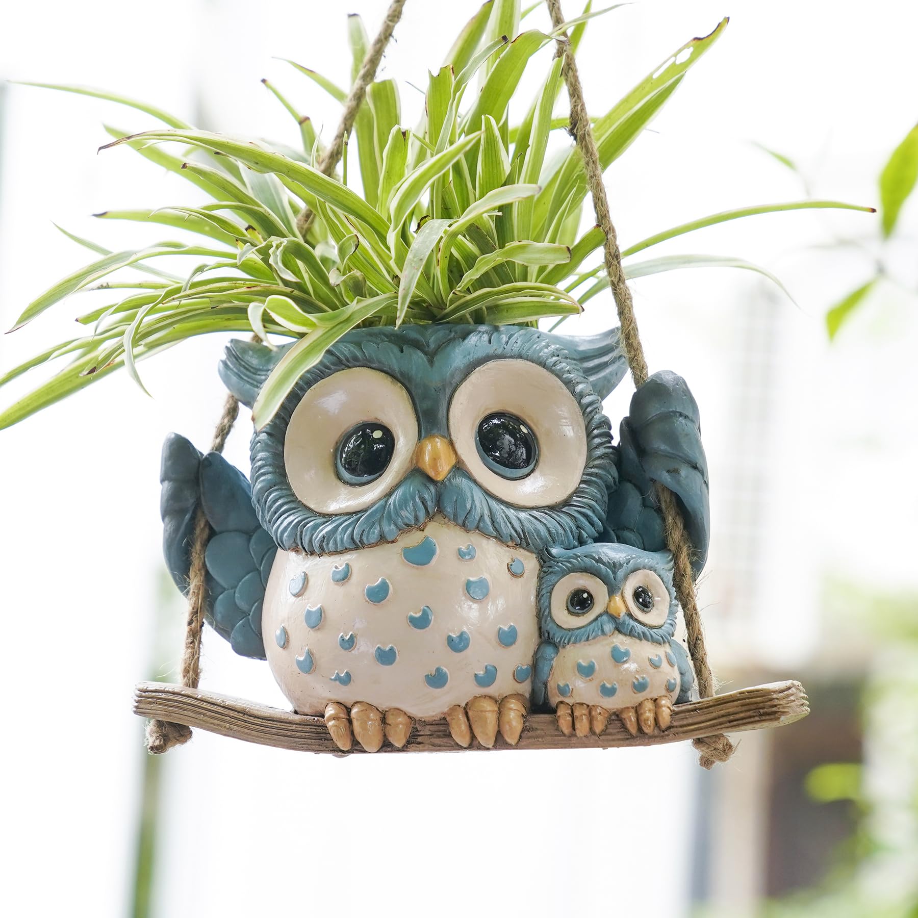 Saysmile swing owl planter indoors with succulents for vibrant home decor