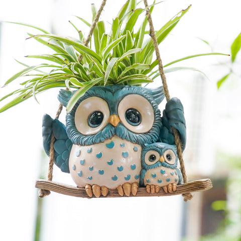 Saysmile swing owl planter indoors with succulents for vibrant home decor