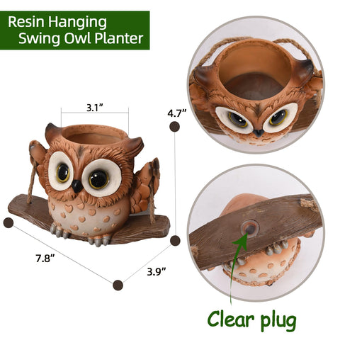 Saysmile Swing Owl planter adds whimsy to garden spaces