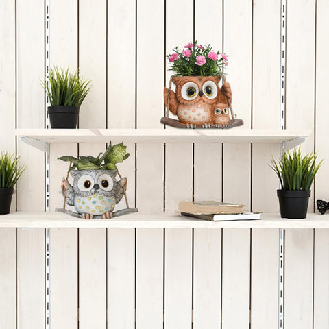 Saysmile Swing Owl planter featuring String of Pearls trailing gracefully.