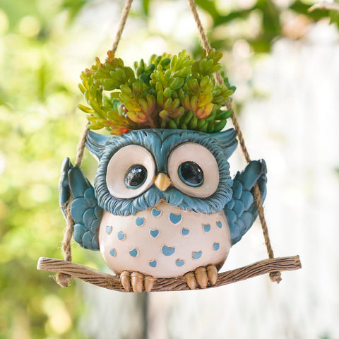 Saysmile Swing Owl Planter brings whimsical charm to indoor spaces, ideal for small succulents